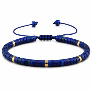 Bracelet pour hommes Heishi lapis-lazuli bleu.