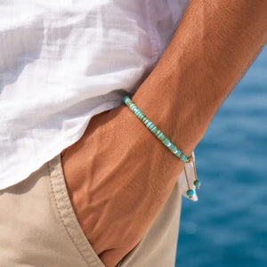 Bracelet  pour hommes Heishi en Pierre Empereur Turquoise – Ibiza.