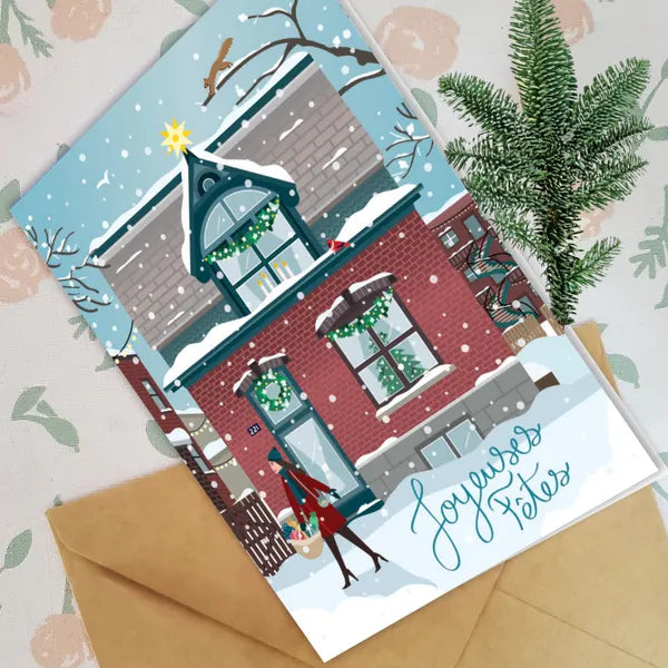 Carte de voeux Maison en hiver