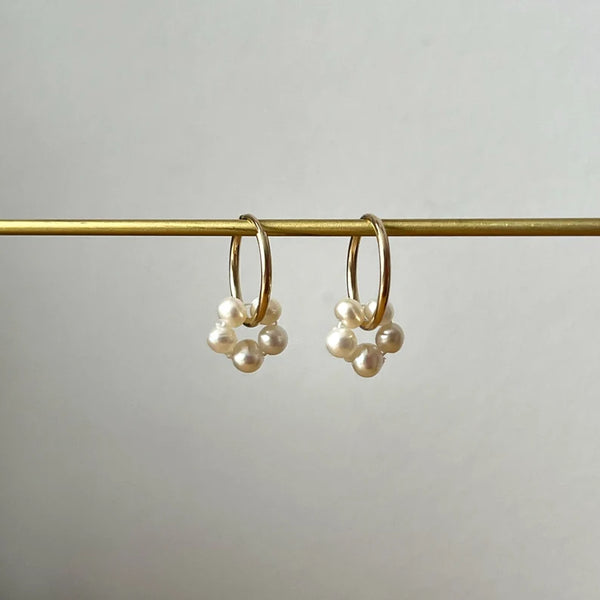 Boucles d'oreilles or avec fleur en perles - arloca