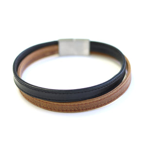 Bracelet en cuir pour homme double - arloca