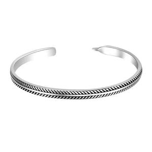 Bracelet manchette en argent avec motif de plume Naxos.