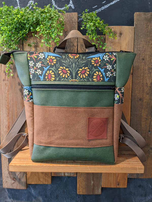 Sac cabas Fleurs printanières et cuirette