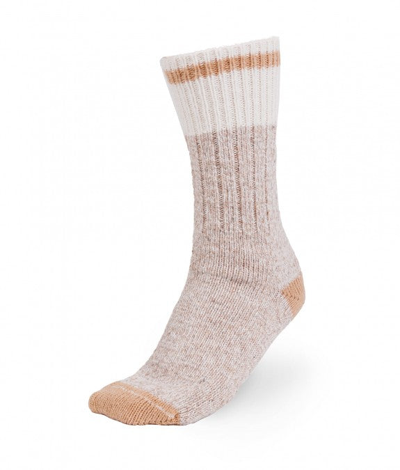 Bas de laine classique mi-mollet beige/tan - arloca