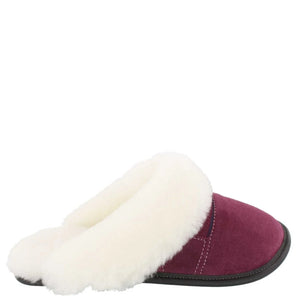 Pantoufles pour femme Tête de mule avec mouton prune.