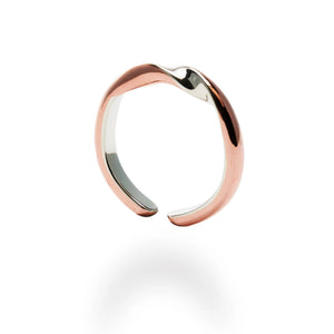Bague torsadée argent et cuivre.