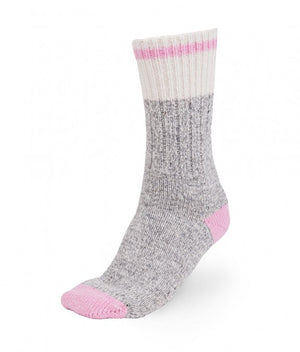 Bas de laine classique mi-mollet gris/rose - arloca