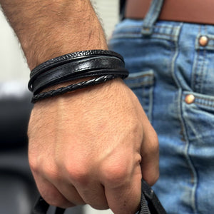 Bracelet en cuir multiple pour homme