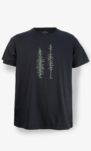 T-shirt noir avec imprimé arbre pixel, Bonnetier