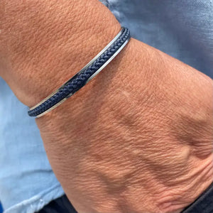 Bracelet manchette pour hommes en corde bleu marine – Corfou.