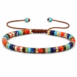 Bracelet Ibiza en pierres Heishi multicolores.