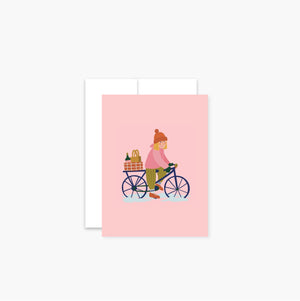 Carte de souhaits Hipster vélo en hiver - arloca