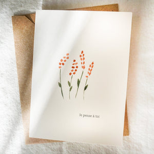 Carte de souhaits Je pense à toi - arloca