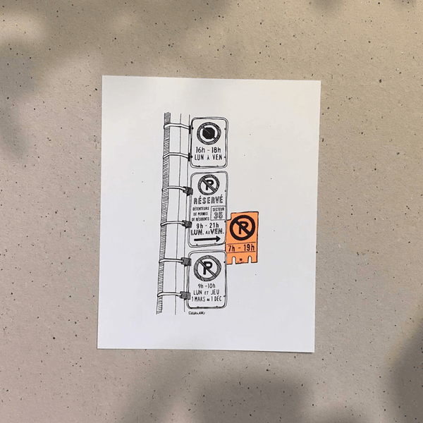 Sérigraphie Parking Hell orange 8"x10" - arloca