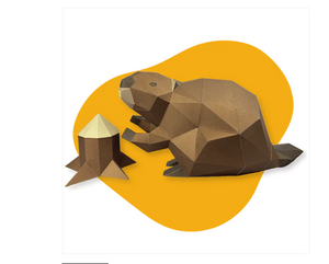 Kit 3D en papier pour construire un castor assis