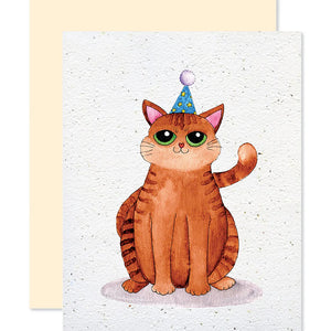 Carte de souhaits plantable Chat anniversaire - arloca