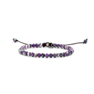 Bracelet pour hommes en jaspe à fleurs pourpres – Palma.