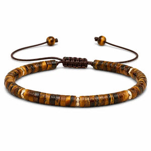 Bracelet pour hommes Heishi en pierre œil-de-tigre Ibiza.