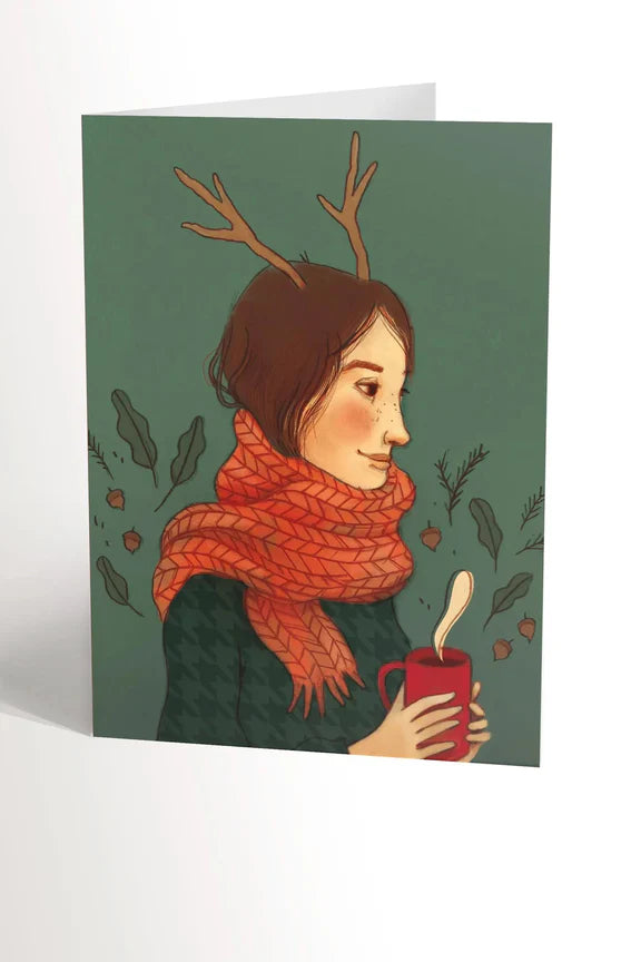 Carte de souhaits Femme au café
