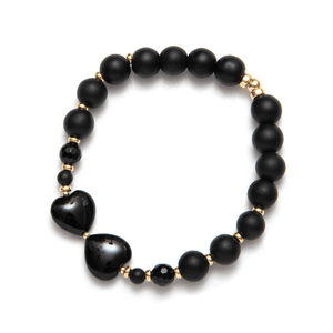 Bracelet Be desired noir et or avec coeurs - arloca