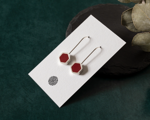 Boucles d'oreilles Hexagonales Rouge