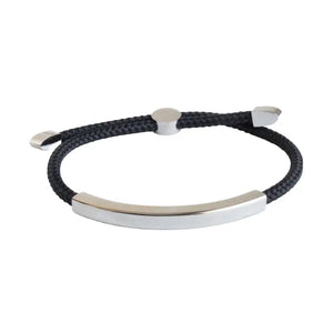 Bracelet pour hommes en cordon noir avec barre en argent – Algarve.