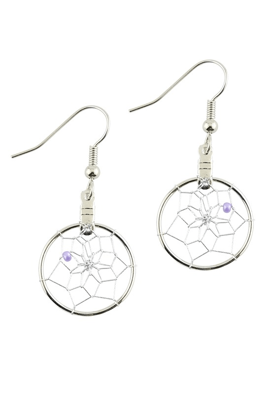 Boucles d'oreilles capteurs de rêves lilas 2 cm - arloca