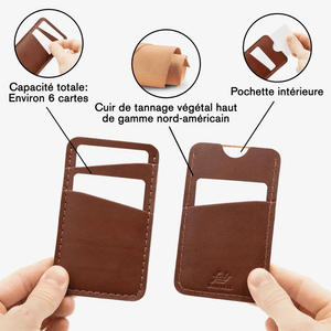 Porte-cartes en cuir brun - arloca