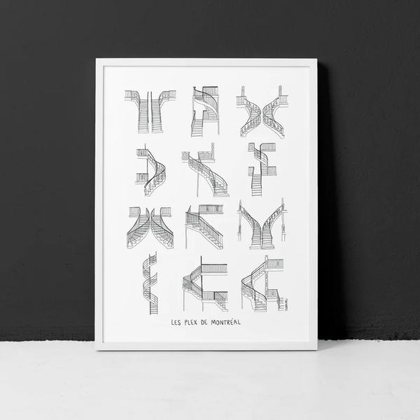 Affiche Les Escaliers de Plex de Montréal  18"x24" - arloca