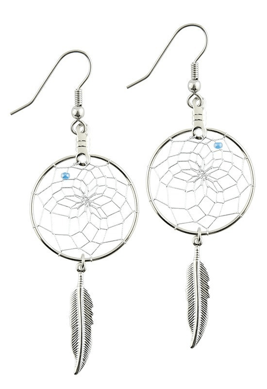 Boucles d'oreilles capteur de rêves bleu 2,5 cm - arloca