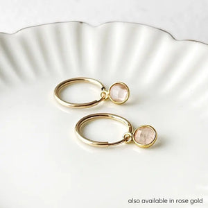 Boucles d'oreilles or et quartz rose - arloca