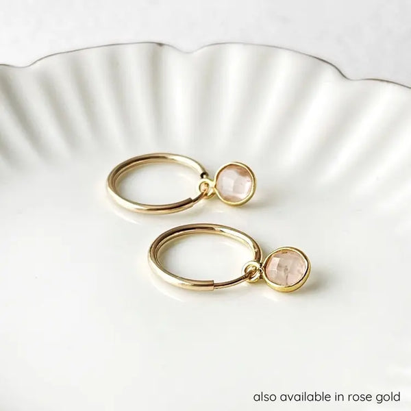 Boucles d'oreilles or et quartz rose - arloca