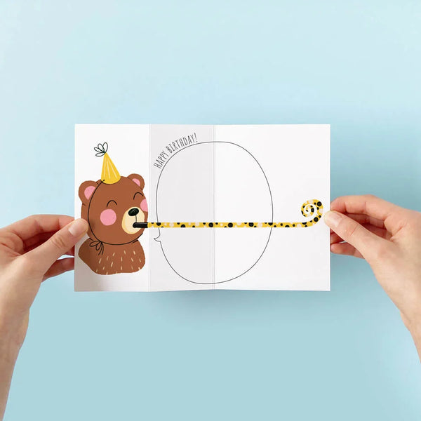 Carte de souhaits à déplier Ours en fête