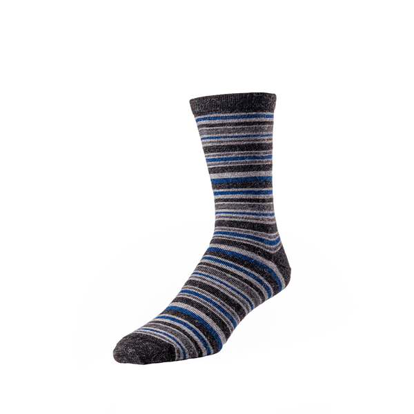 Bas en laine Alpaga Deville rayé charcoal et bleu - arloca