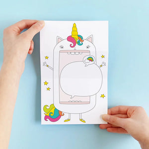 Carte de souhaits à déplier Licorne