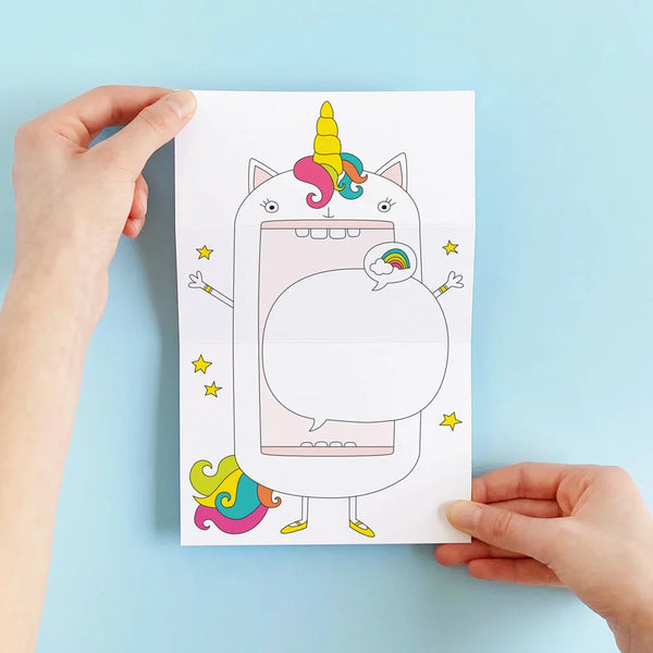 Carte de souhaits à déplier Licorne