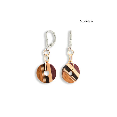 Boucles d'oreilles en bois Mosaïque - arloca
