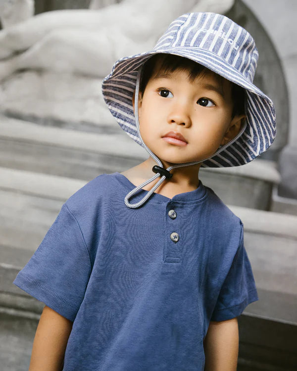 Chapeau de soleil pour enfant rayé indigo - arloca