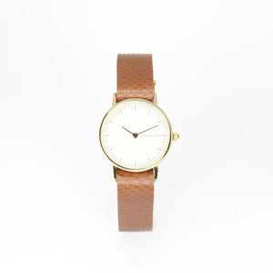 Montre unisexe brun texturé/crème et or - arloca