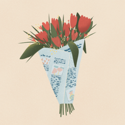 Carte de souhaits Un bouquet de tulipes.