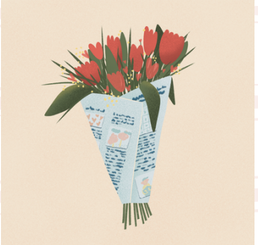 Carte de souhaits Un bouquet de tulipes.