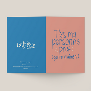 Carte de souhaits T'es ma personne pref - arloca