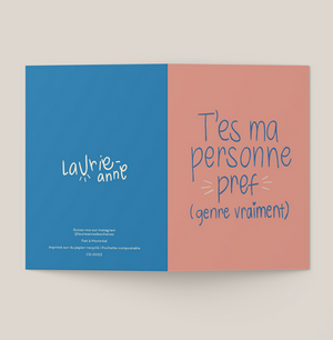 Carte de souhaits T'es ma personne pref - arloca