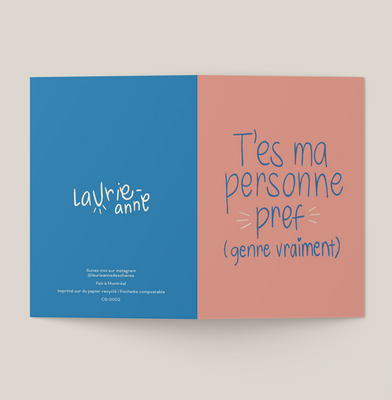 Carte de souhaits T'es ma personne pref - arloca