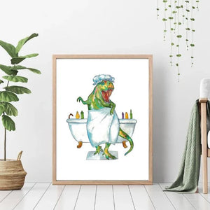 Affiche Dino-Trex prenant son bain - arloca