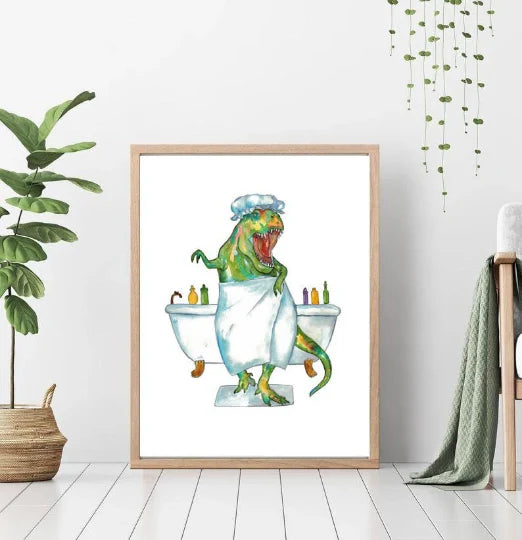 Affiche Dino-Trex prenant son bain - arloca