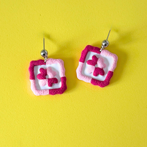 Boucles d'oreilles Carré fleuri - arloca