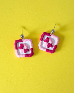 Boucles d'oreilles Carré fleuri - arloca