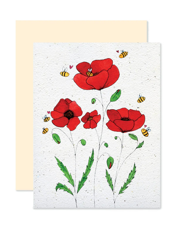 Carte de souhaits plantable Coquelicot