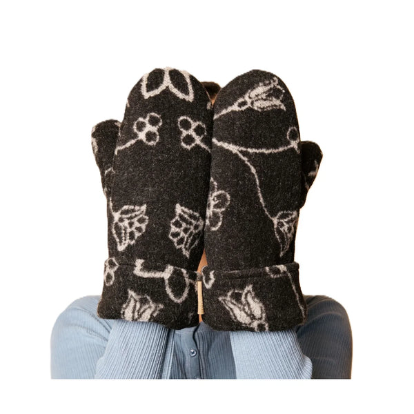 Minaines en laine recyclée Fleurs Sherpa